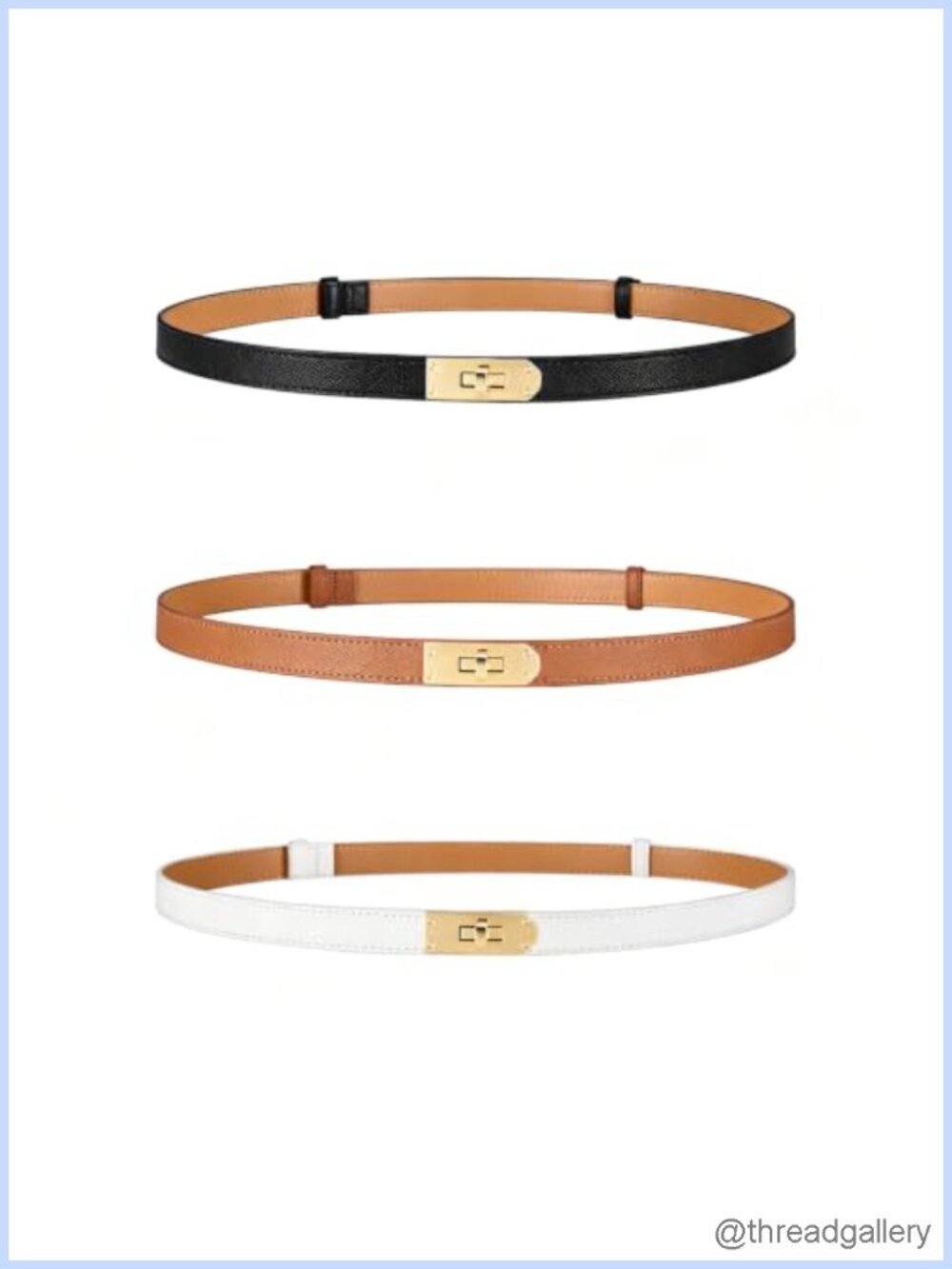 Skinny Leather Belt Adjustable Thin Waist Belt for Dresses Jeans